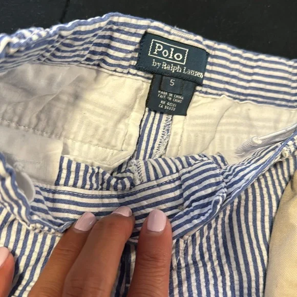 Polo by Ralph Lauren Blue and White Striped Shorts - Picture 2 of 4